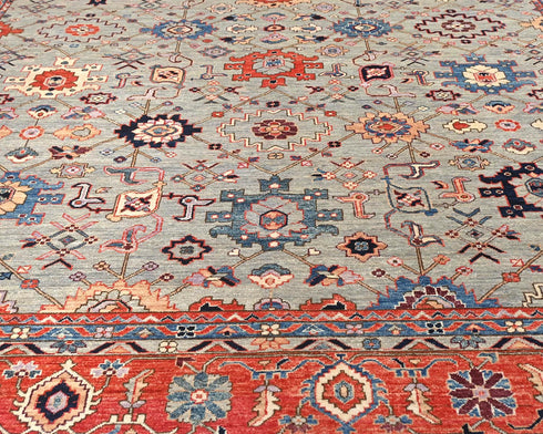 9x12 Gray Aryana Afghan Hand Knotted Veg Dye Wool Area Rug
